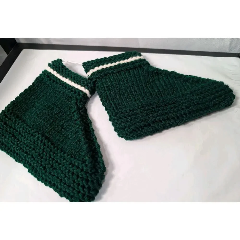 Handmade Dark Green Baby Toddler Booties Slippers